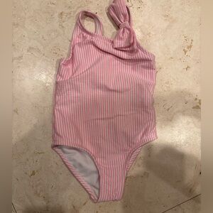 Cat & Jack Pink and White Striped Swimsuit with Side Knot Detail